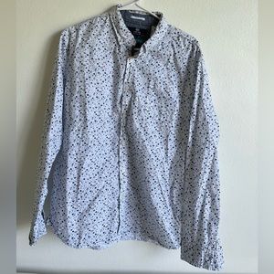 White Floral MBX Premium Goods Button Down Shirt, Mens L